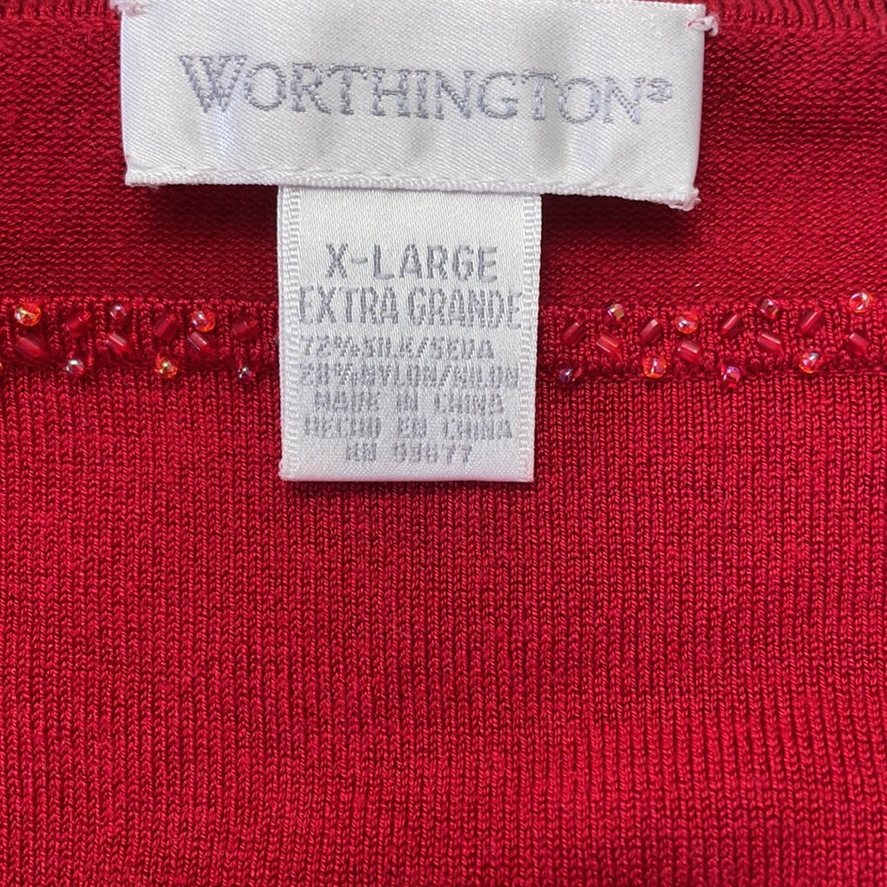 Worthington Red Sweater with Beaded Detail - Picture 3 of 4